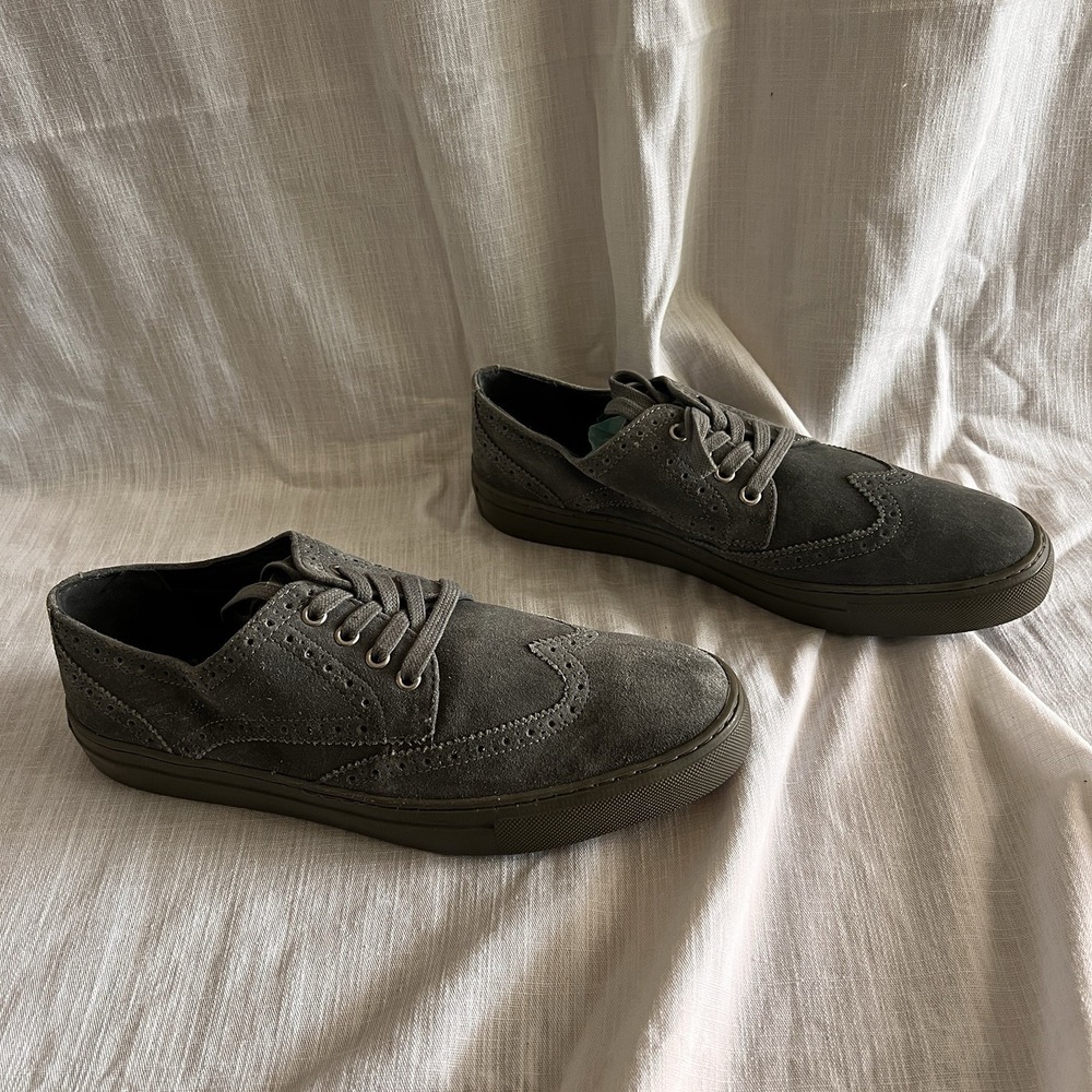J-Shoes Men's Warner Sneaker 9 Gray‎ Leather Casual Wingtip Brogue Oxford Suede